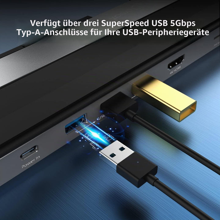 j5create USB-C 4K HDMI Dockingstation (9-in-1), 4K HDMI, 5Gbps USB-A x3, Kartenleser, PD 100W, Gigab