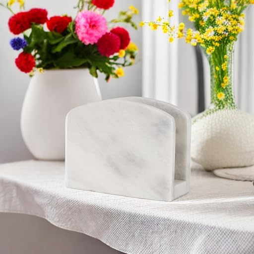 RADICALn Serviettenhalter, weiss, handgefertigt aus Marmor — einfacher, moderner Papierhandtuchhalte