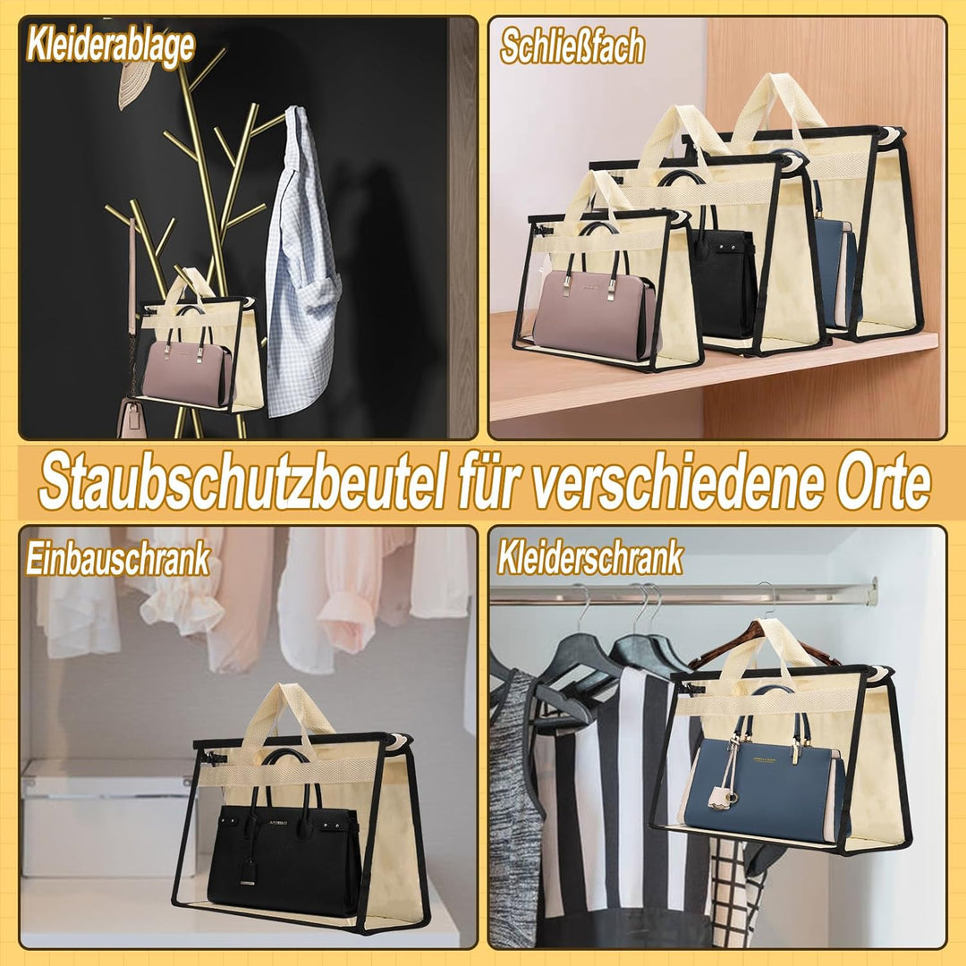 9 Stück Transparente Handtaschen-Aufbewahrungstasche, 3 Grössen Handtaschen Staubschutzbeutel mit Re