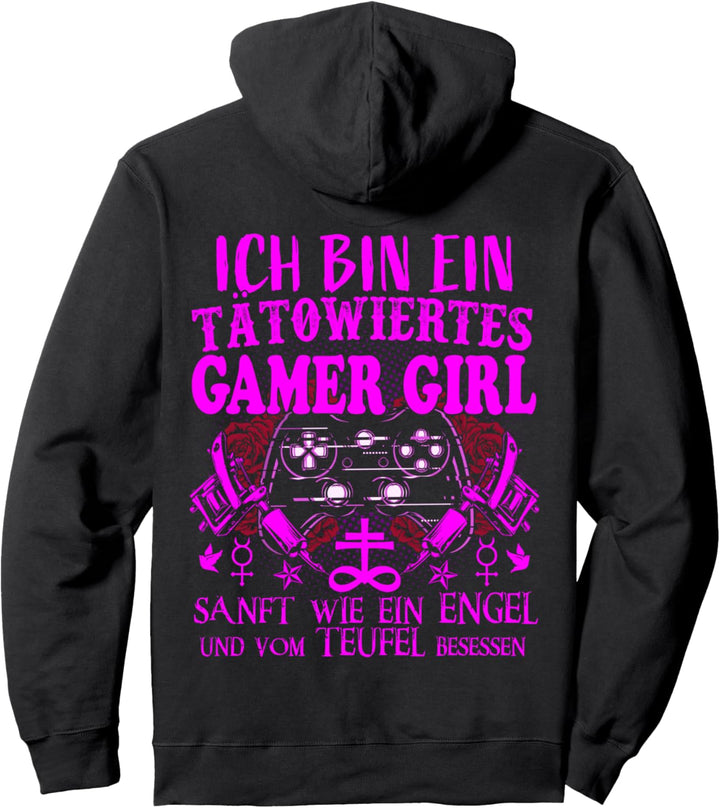 Tätowiertes Gamer Girl Controller Gamer Rosen Sterne Pullover Hoodie