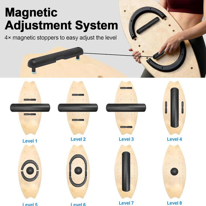 Diesisa Balance Board Erwachsene: 7-in-1 Balance boards Wackelbrett - Holz Balance Board Set Mit Rol