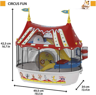 Ferplast Hamsterkäfig, CIRCUS FUN Nagerkäfig, Kleintierkäfig, Hamsterzubehör inklusive, 50 x 34 x h