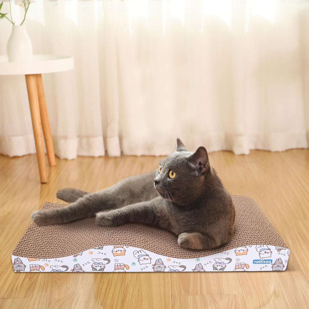 Nobleza 4 Stücke Katzen kratzbrett mit Minze, Wellpappe Kratzmatten, Recycelbar Qualitäts-Pappe Krat