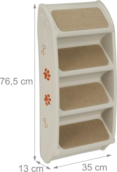 Relaxdays Hundetreppe 4 Stufen, kleine & grosse Hunde, Bett & Couch, Auto, Tiertreppe, HxBxT: 49 x 3