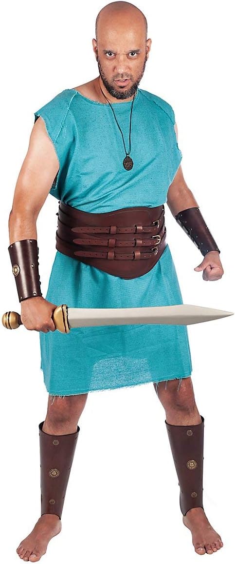Andracor - Gürtel Römischer Gladiator - Breiter Gürtel mit Nieten und Riemen - Braun Schwarz Grün Ro