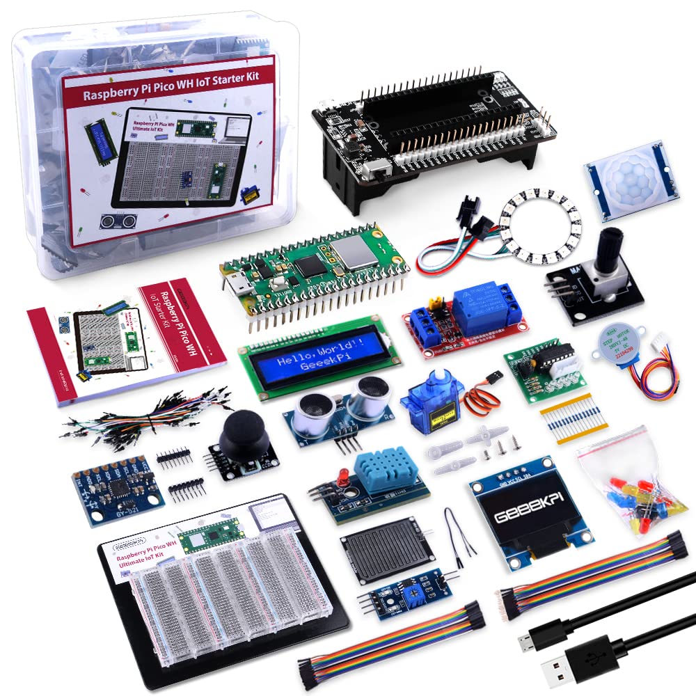 GeeekPi Raspberry Pi Pico W IoT Starter Kit MicroPython Programing Kit with Raspberry Pi Pico W Brea