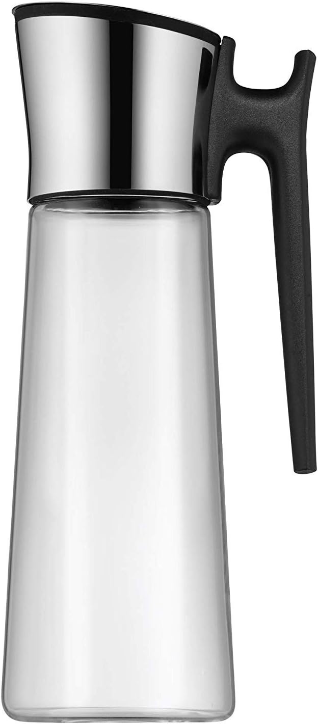WMF Basic Wasserkaraffe mit Griff 1,5 liter, Glaskaraffe mit Deckel 1,5 l, Silikondeckel, CloseUp-Ve