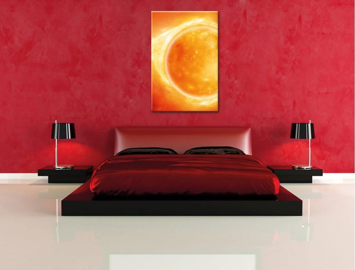 Sonne Feuerball, Format: 100x70 auf Leinwand, XXL riesige Bilder fertig gerahmt mit Keilrahmen, Kuns