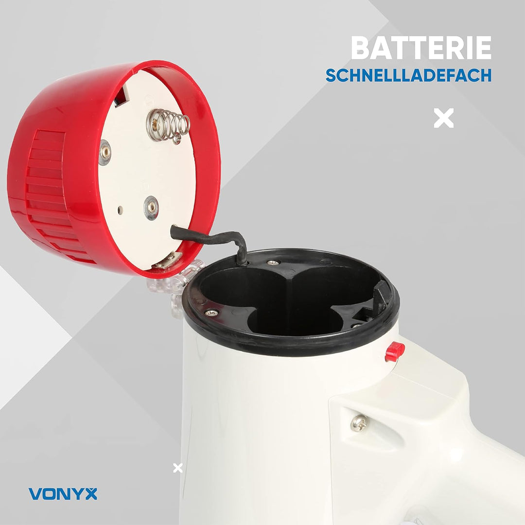 VONYX MEG040 Megafon mit Sirene und Aufnahmefunktion, 40 Watt lautes Megaphone, Party-Megafon, Sprac