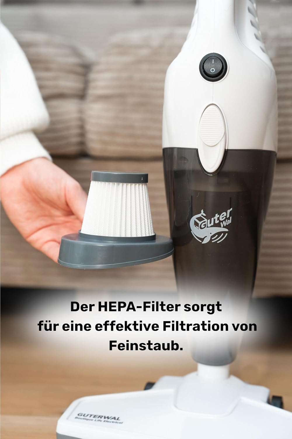 S12 Staubsauger – 16 kPa Saugkraft, 1,5 kg Leichtgewicht, 1,2L Staubbehälter, 650W Motor, 5m Kabel –