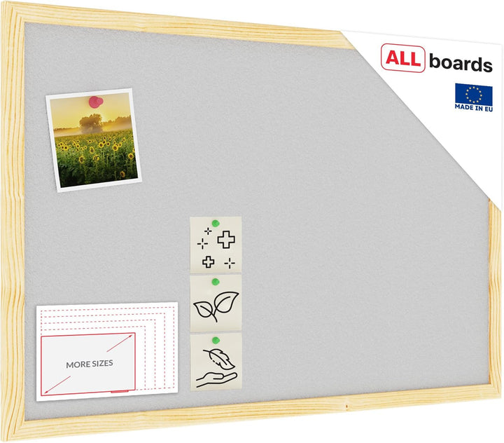 ALLboards Hellgrau Pinnwand mit Holz Rahmen 60x40cm Korktafel Korkwand Pinnwand Kork Farbiger Kork 6
