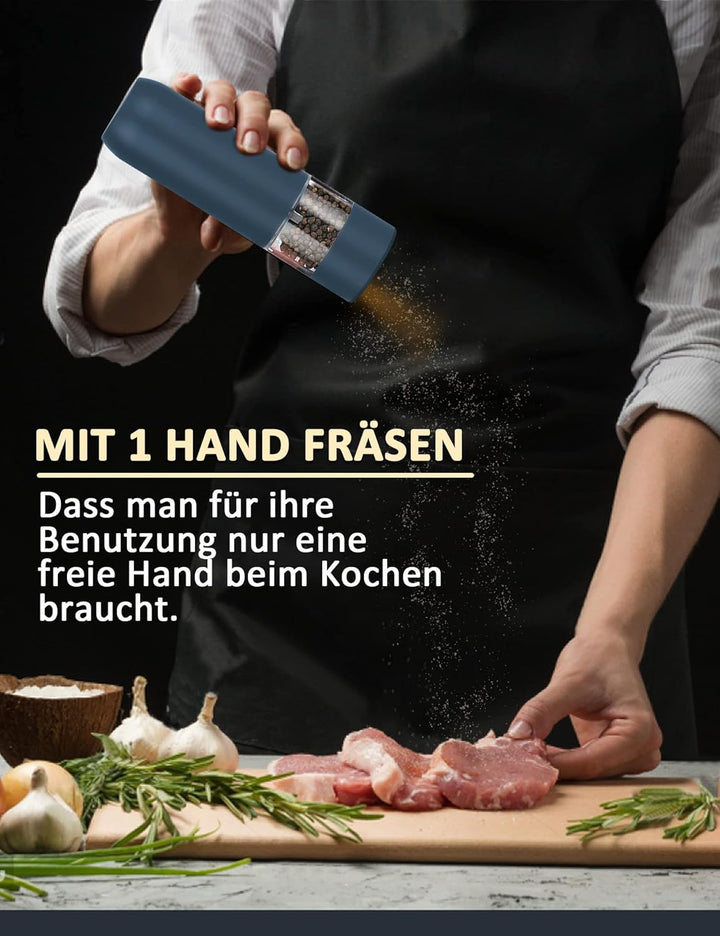Pfeffermühle Elektrische Salz und Pfeffermühle USB Aufladbare 2er Set Gewürzmühle mit Einstellbar Ke