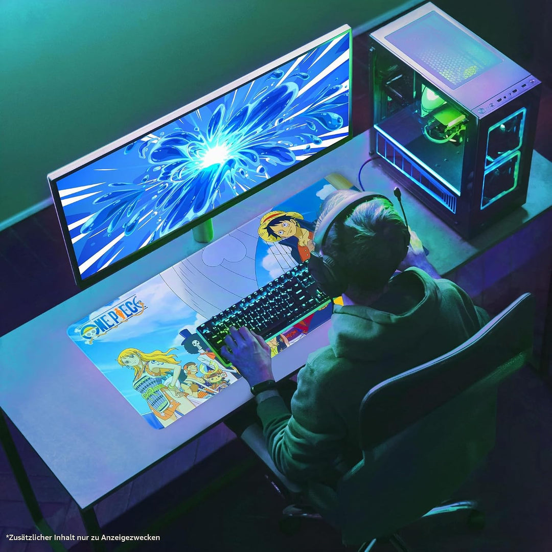 One Piece Mauspad XXL 80x35 cm, Schreibtischunterlage Gross, PC Mousepad Gaming rutschfest Schreibti