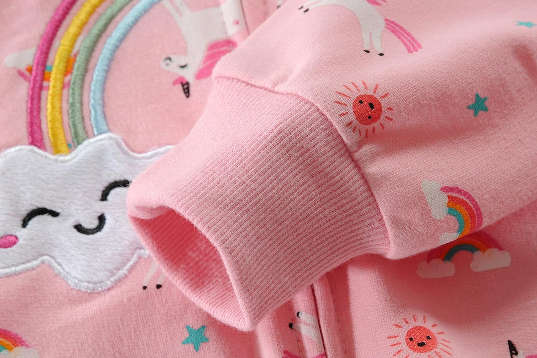 EULLA Kinder Mädchen Zip Up Hoodie Sweatjacke Kapuzenjacke Kapuzenpullover Langarm Baumwolle Einhorn
