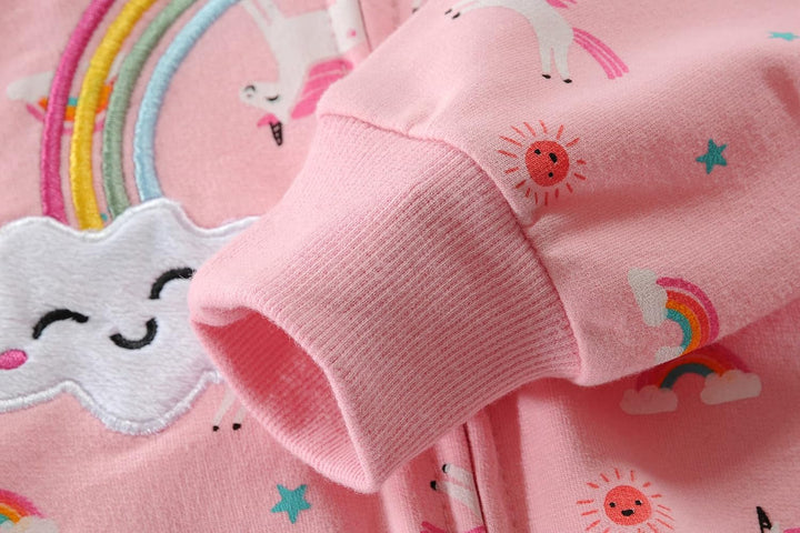 EULLA Kinder Mädchen Zip Up Hoodie Sweatjacke Kapuzenjacke Kapuzenpullover Langarm Baumwolle Einhorn