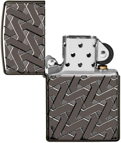 Zippo 49173 – Geometric Weave Design - Armor Black Ice - Sturmfeuerzeug, nachfüllbar, in hochwertige