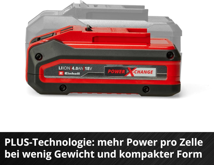 Original Einhell 4 Ah Plus Power X-Change Starter Kit (1x 18 V 4 Ah Plus Akku, 1x 3 A Ladegerät, 75