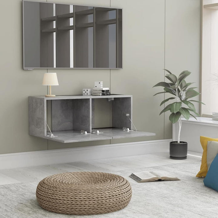 Festnight TV Wandboard Hängend Betongrau TV-Wandschrank Lowboard Hangend Hängeschränke Hänge TV Boar