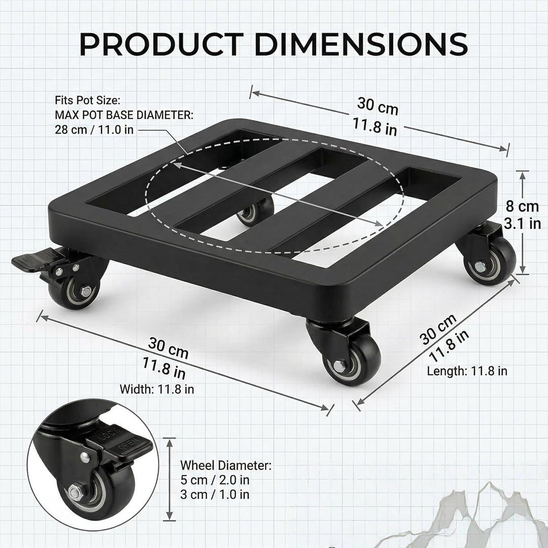 Pflanzenroller Outdoor 30x30 cm Rollbrett Pflanzen bis 200kg