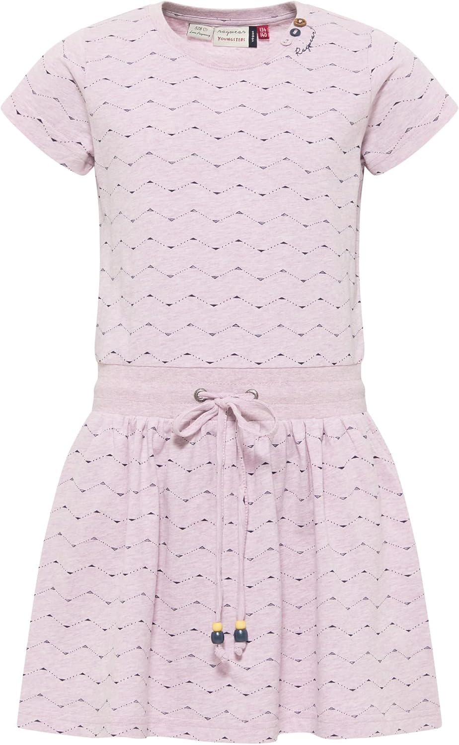 Ragwear Mädchen Kleid MAGY Zig ZAG Sommerkleid in sommerlichen Farben aus weicher Baumwolle, 128 Lil