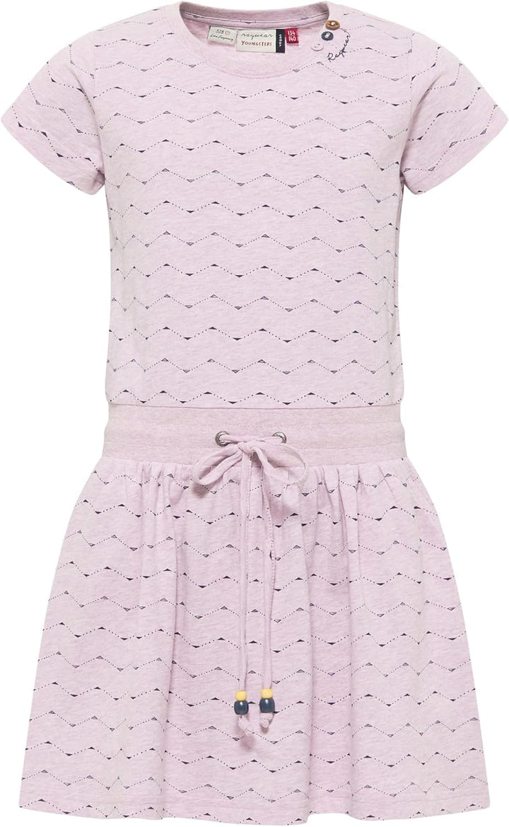 Ragwear Mädchen Kleid MAGY Zig ZAG Sommerkleid in sommerlichen Farben aus weicher Baumwolle, 128 Lil