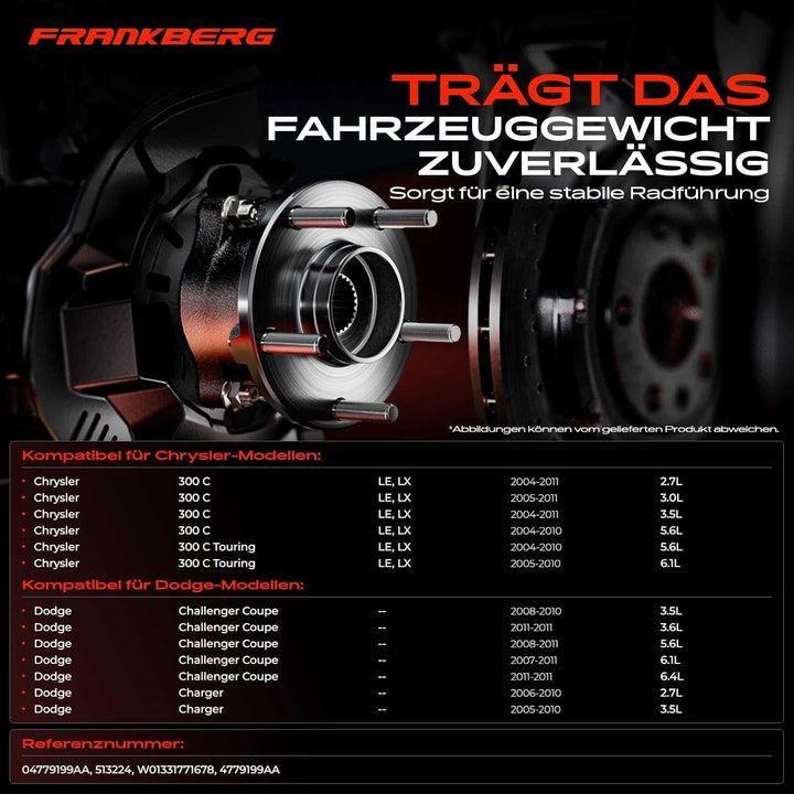 Frankberg 2x Radnabe Radlagersatz Vorne Links Rechts Kompatibel mit 300 C/300 C Touring LE LX 2004-2
