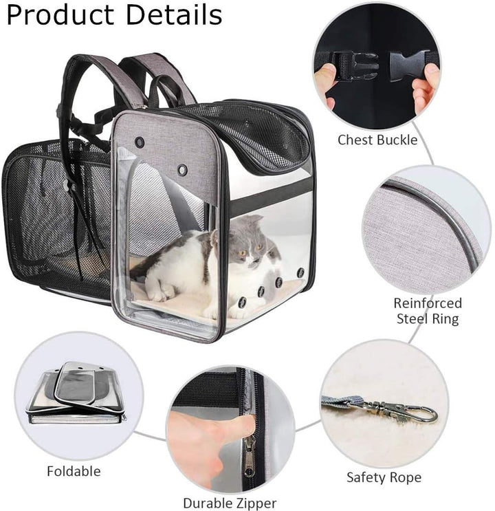 Transporttasche Rucksack Haustiere Hunde Katzen 10kg, Erweiterbare Grosse Tragbare Katzenrucksack Hu