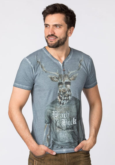 Stockerpoint Herren Prachtbock Trachtenshirt, Rauchblau