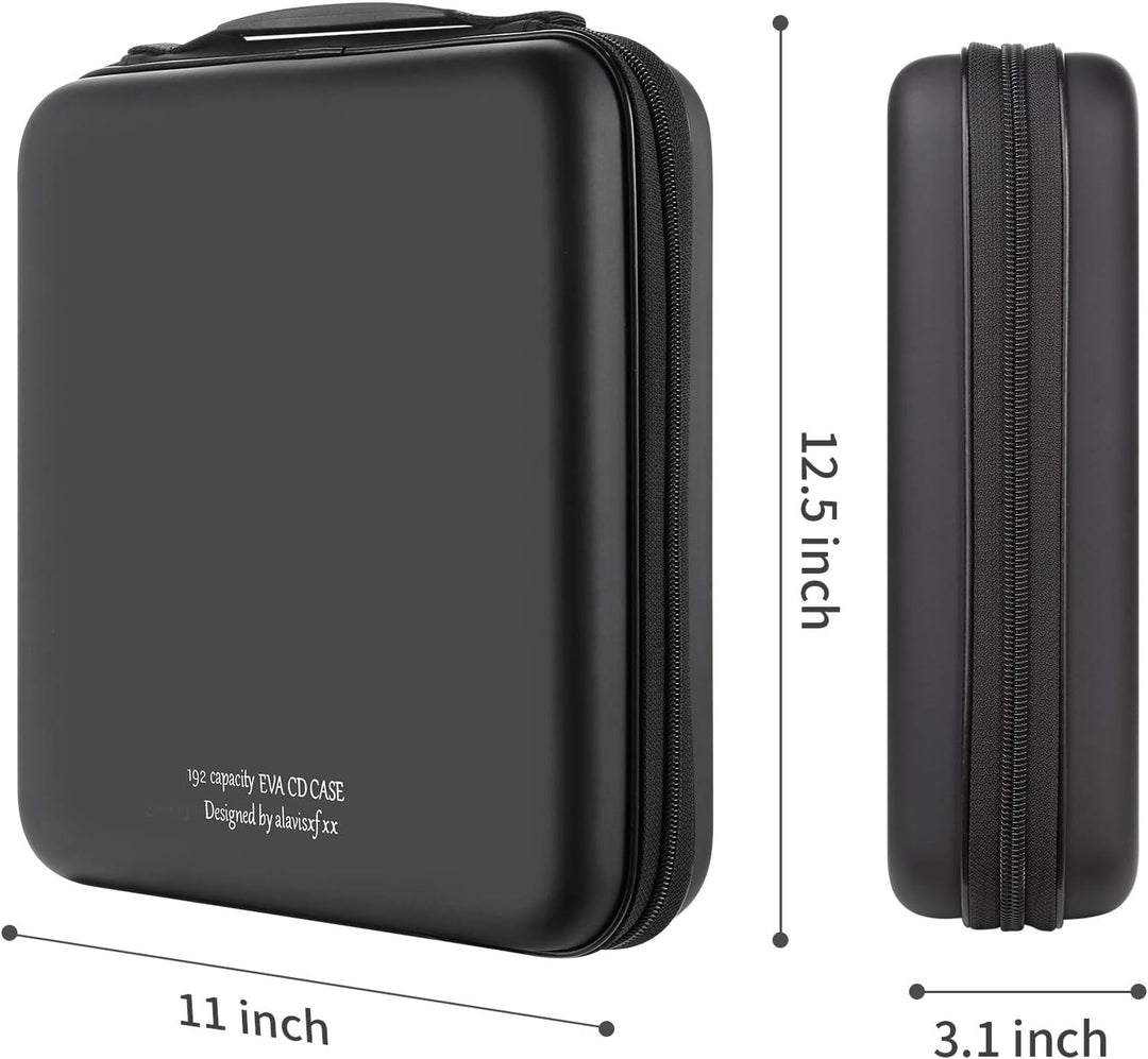 CD Tasche, 192 Kapazität Hart Eva Blu-ray CD-Brieftasche Doppelreissverschluss Handschlaufe Tragbare