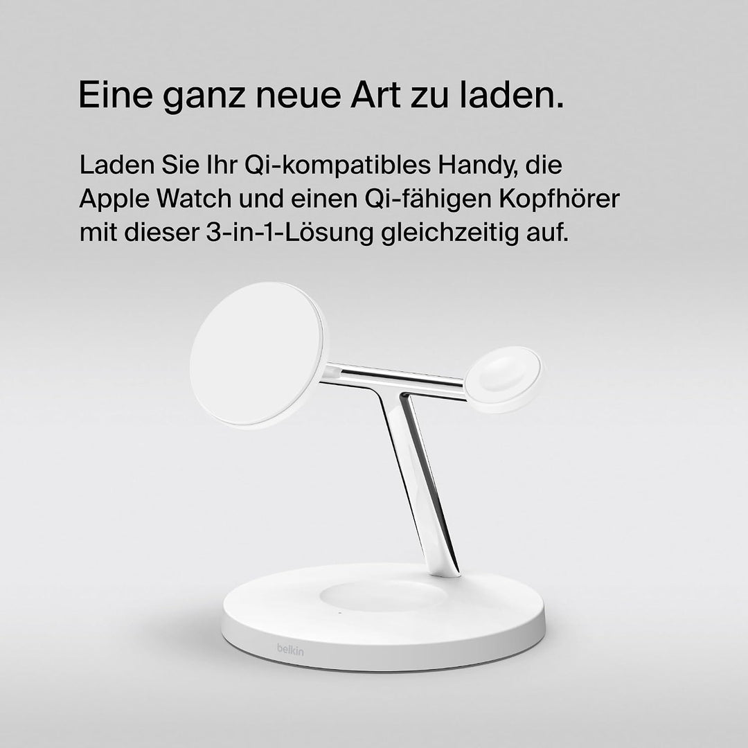 Belkin BoostCharge Pro kabelloses 3-in-1-Ladegerät mit Qi2 für iPhone 17, Air, 16, 15, 14, 13, 12, P