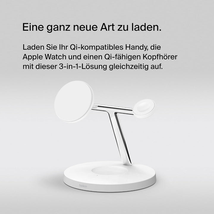 Belkin BoostCharge Pro kabelloses 3-in-1-Ladegerät mit Qi2 für iPhone 17, Air, 16, 15, 14, 13, 12, P
