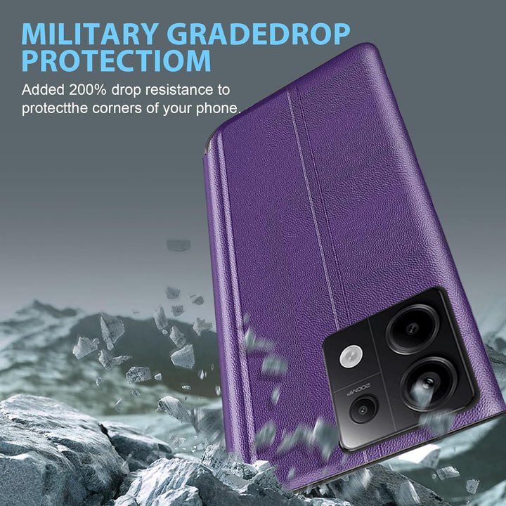 Handyhülle für Xiaomi Redmi Note 13 Pro Hülle Clear View Klappbar Leder Flip Hülle Redmi Note 13 Pro