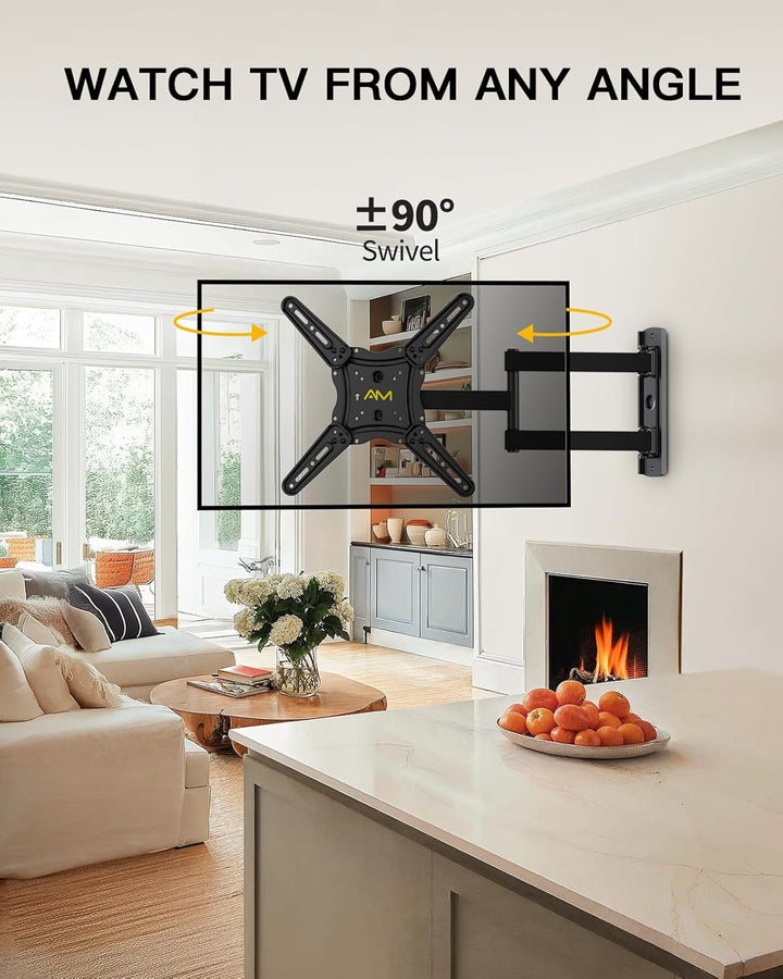 Alphamount TV Wandhalterung, Schwenkbare Neigbare TV Halterung für 26-60 Zoll LED LCD Flach & Curved