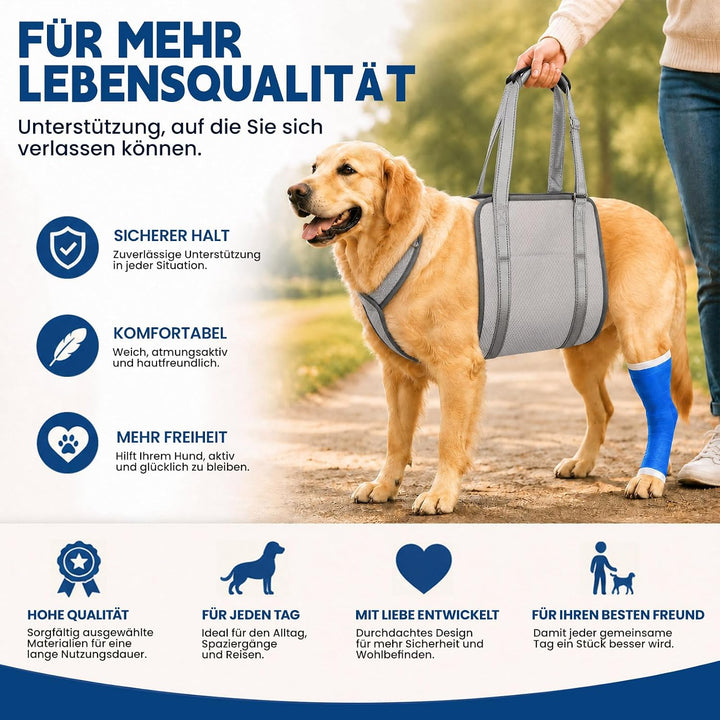 LUCKY LUCY Hundegeschirr mit Griff, Verstellbare Hunde-Tragehilfe für Hinterbeine &amp; Nacken-Stütze, M