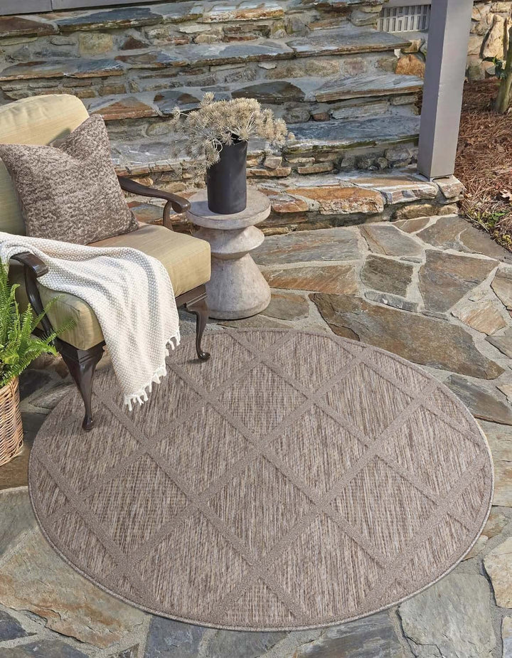 carpet city In-& Outdoor Teppich - Rund 120 cm - für Innen-& Aussenbereich - Wetterfest Balkon-Teppi