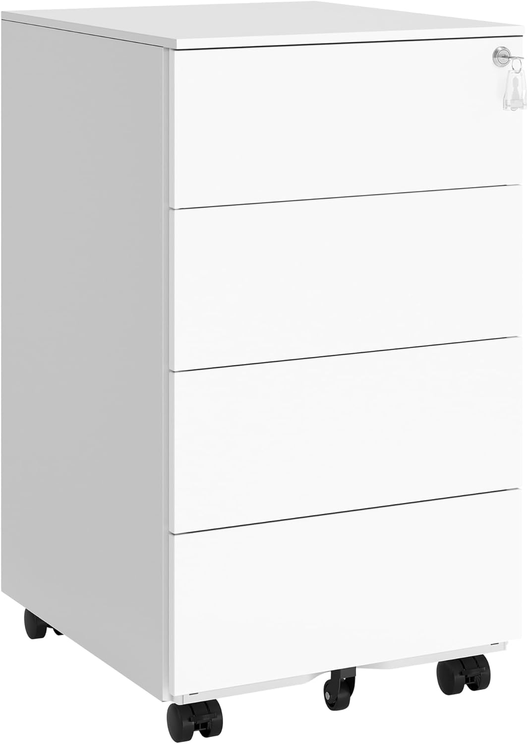 SONGMICS Rollcontainer, Metallschrank, mobiler Aktenschrank, Druckertisch, abschliessbar, 4 Schublad