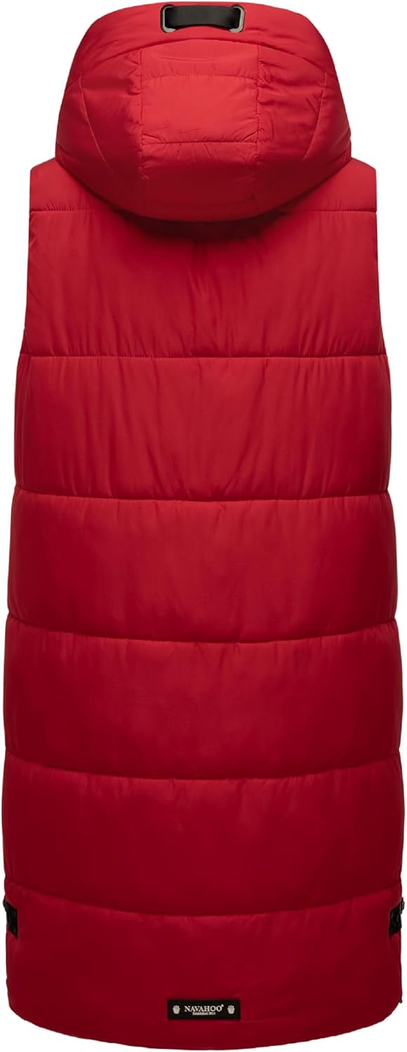 Navahoo Damen ärmellose lange Outdoorweste warme Winterjacke Schnuffelchen XS-3XL XS Salsa Red, XS S