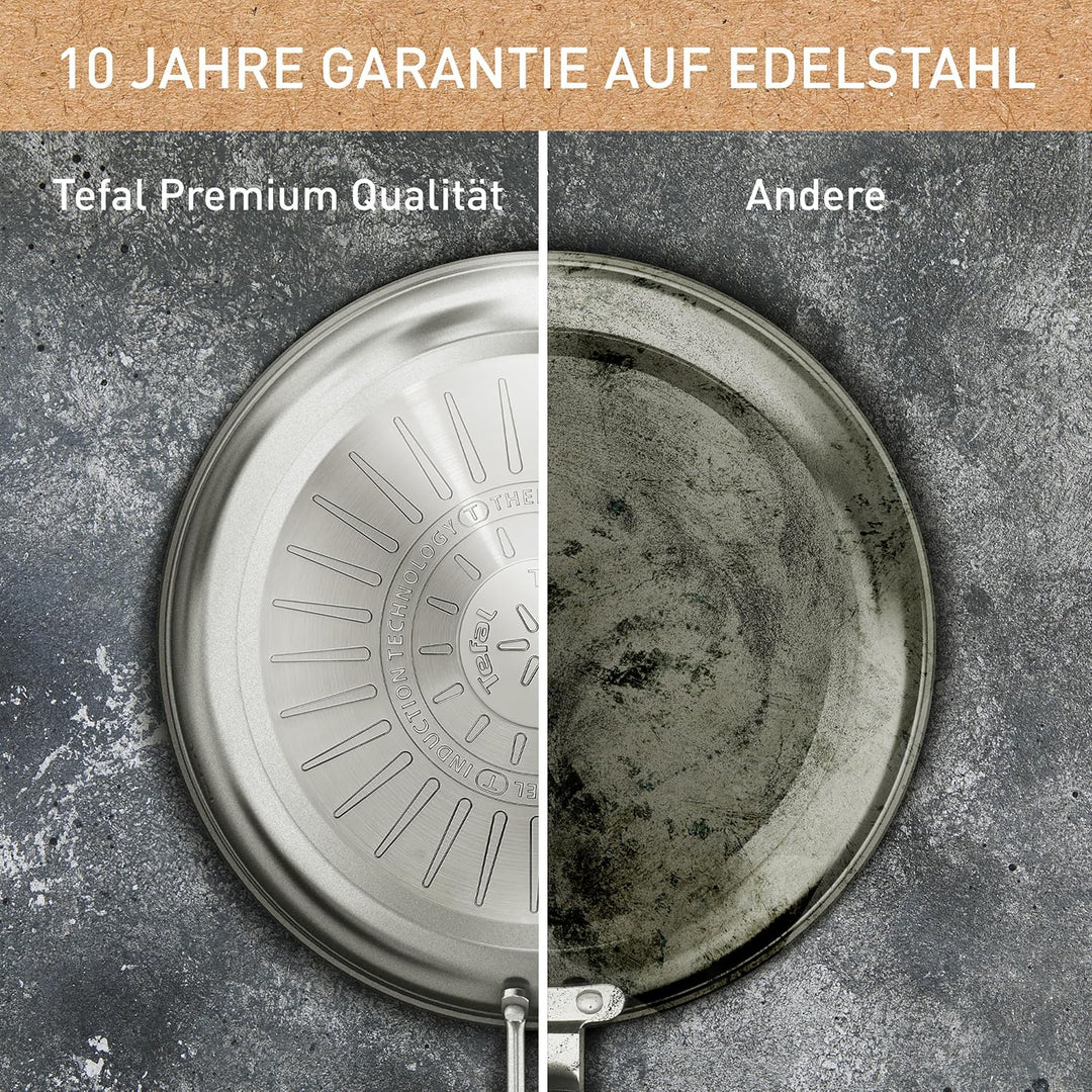 Tefal Nordica Edelstahl-Keramikpfanne 24 cm, Antihaftversiegelung, integrierter Thermo-Signal Temper
