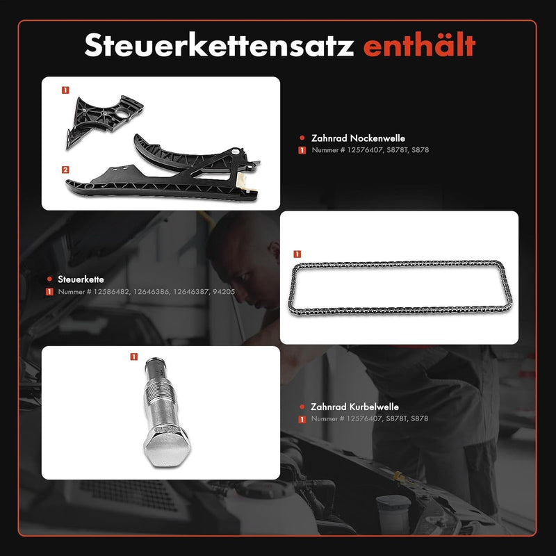 Steuerkettensatz Steuerkette für 1er E81 E87 E88 3er E90 E91 E92 E93 5er E60 E61 Benzin 2006-2013 11