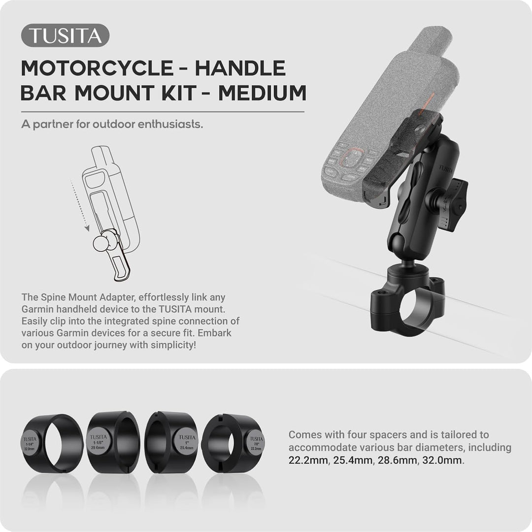 TUSITA Motorrad GPS Halterung - Halter Kompatibel mit Garmin Handheld GPS - Doppelter Socket-Arm Med