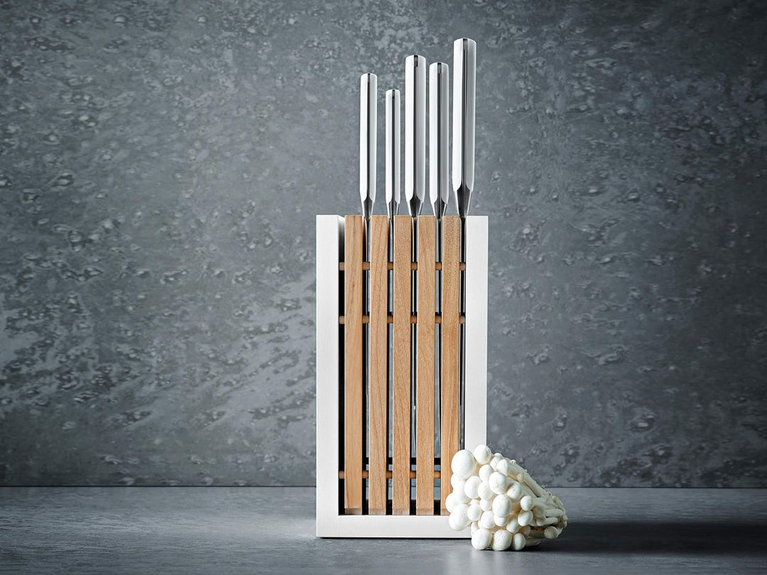WÜSTHOF Classic White Messerblock mit 5 Artikeln 5-teilig, inkl. Brotmesser