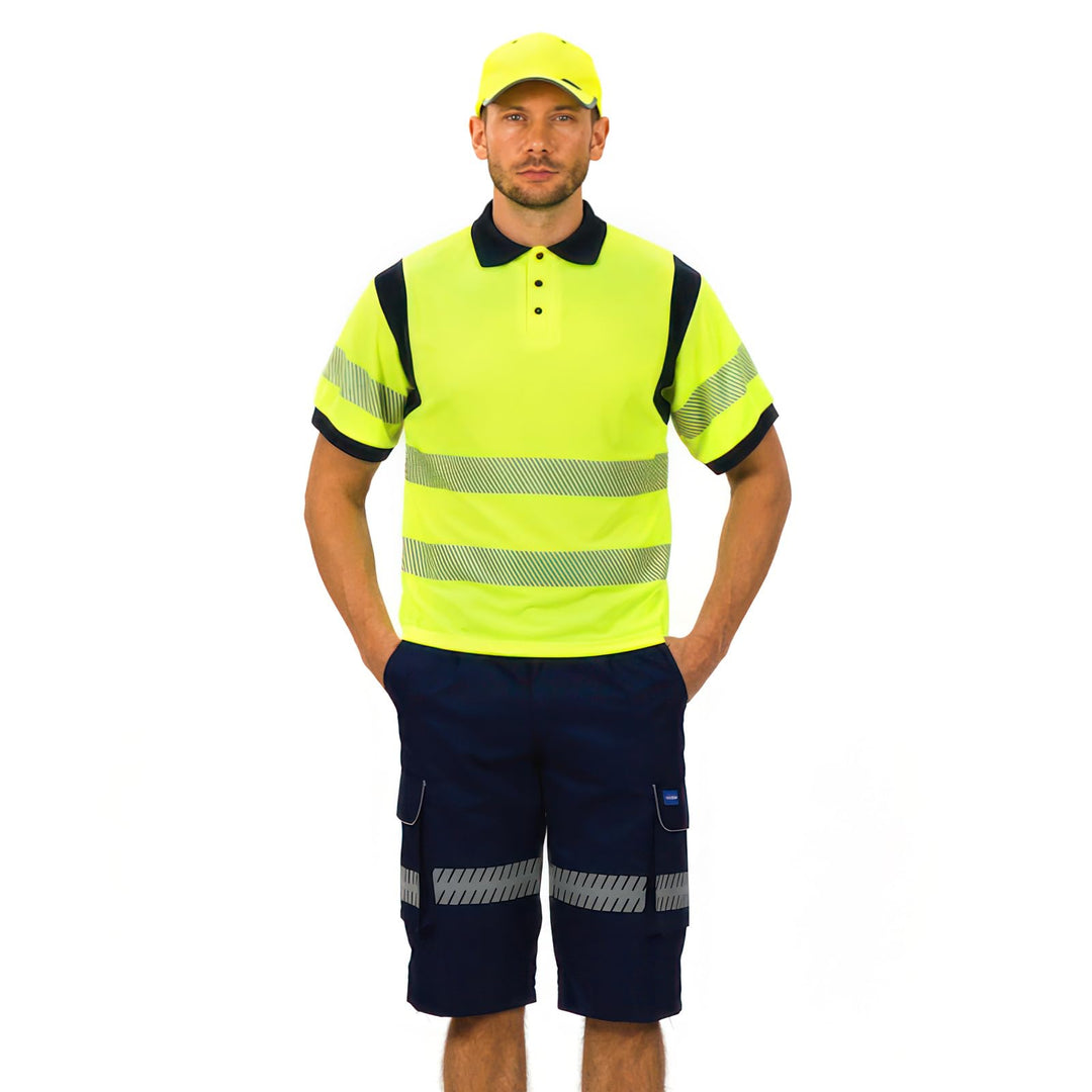Warnschutz Polo Marinekragen Sicherheits Arbeitskleidung Warnschutz t Shirt Herren S Gelb-new-de70,