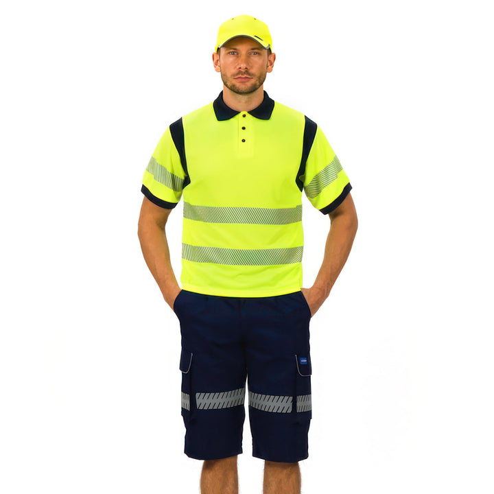 Warnschutz Polo Marinekragen Sicherheits Arbeitskleidung Warnschutz t Shirt Herren S Gelb-new-de70,