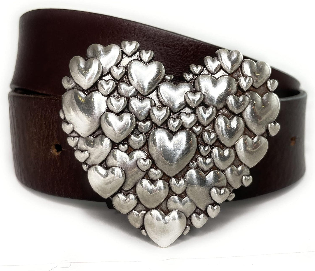CENO Gürtelschnalle Herz Wechselschliesse Buckle Wechselschnalle Schliesse, 92043, Silber, M