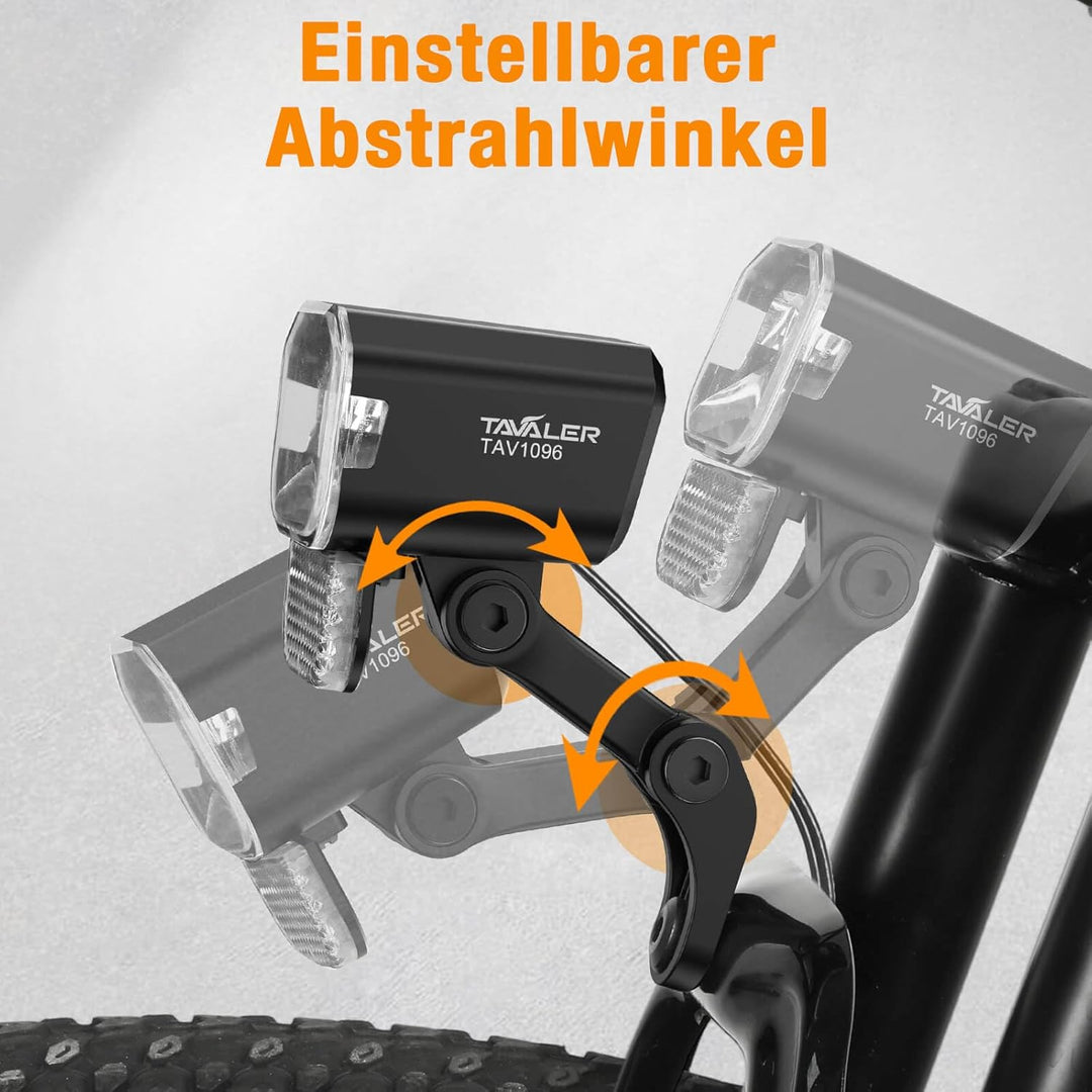 Tavaler E-Bike Licht Vorne 60 LUX | Ebike Lampe mit Reflektor und StVZO Zulassung | LED E-Bike Schei