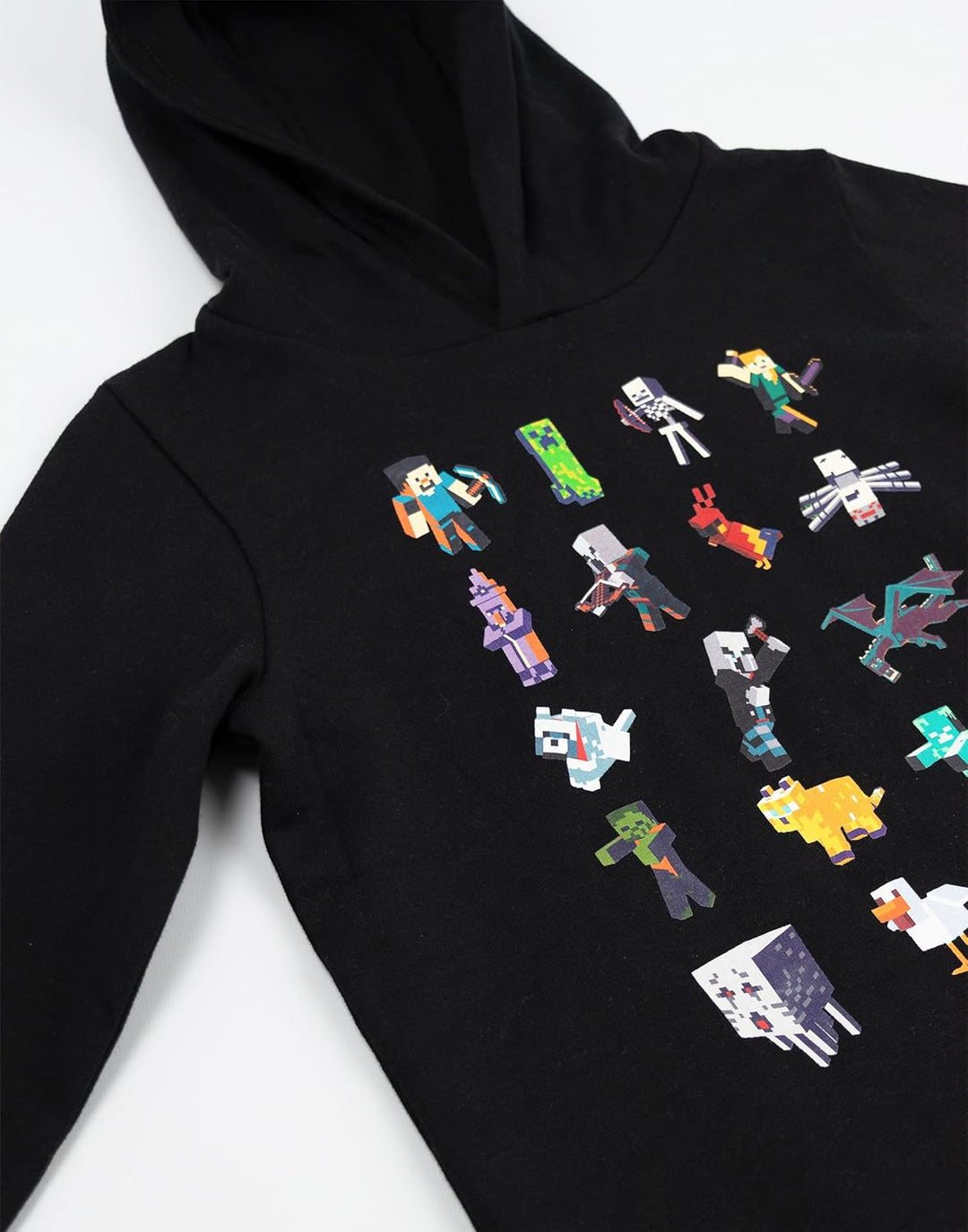 Minecraft Kapuzenpullover für Jungen Sprites und Creeper Motiv Optionen | Schwarzer Grafik Hoodie fü