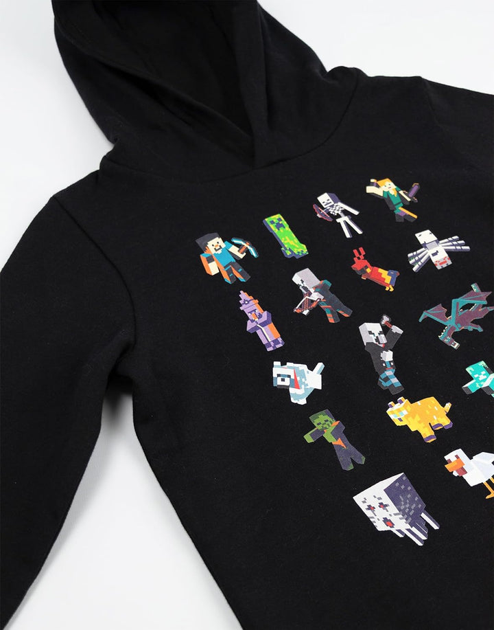 Minecraft Kapuzenpullover für Jungen Sprites und Creeper Motiv Optionen | Schwarzer Grafik Hoodie fü