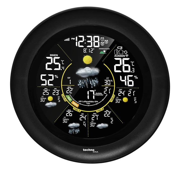 WD3040 Internetwetterstation, elegantes Sonder-Design, regionale Wettervorhersage, Temperaturen, Nut