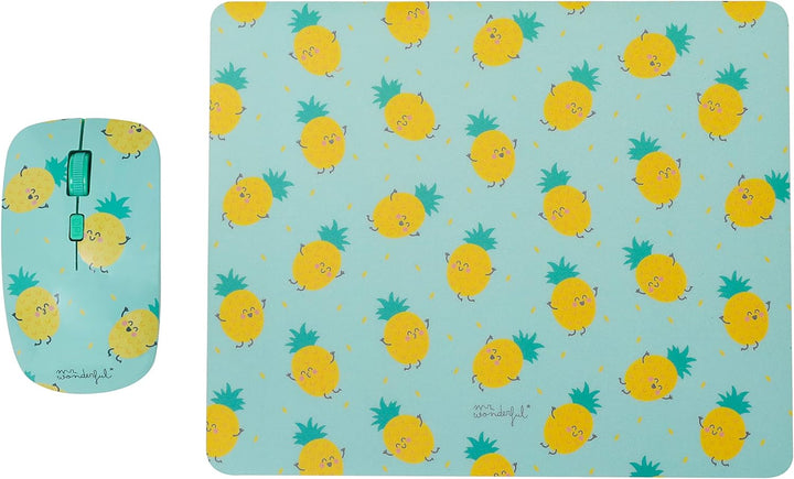 WONDEE Mr. Wonderful 2-in-1 Set mit Maus und Mauspad im Ananas-Design