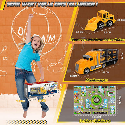 lenbest LKW Auto Spielzeug - Bagger Spielzeug | Baufahrzeug - 11 in 1 Spielzeugauto Kinderspielzeug